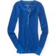 thumbnail image 1 of Aeropostale - Camiseta henley de punto brillante para mujer, azul, grande Aeropostale henley, 1 of 1