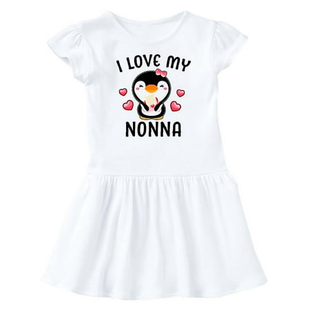 

Inktastic I Love My Nonna with Cute Penguin and Hearts Gift Baby Girl Dress