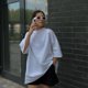 thumbnail image 5 of Camisetas estampadas divertidas de gran tamaño para mujer, ropa de calle informal con cuello redondo, Top negro de manga corta, ropa básica larga y Chic de verano, 5 of 5