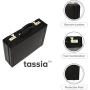 Tassia Expander Leather Attache Briefcase Black