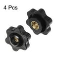 thumbnail image 3 of Uxcell 4 Pieces Star Knobs M6 Female Thread 25mm Head Through Hole Clamping Handles Nuts Black, 3 of 5