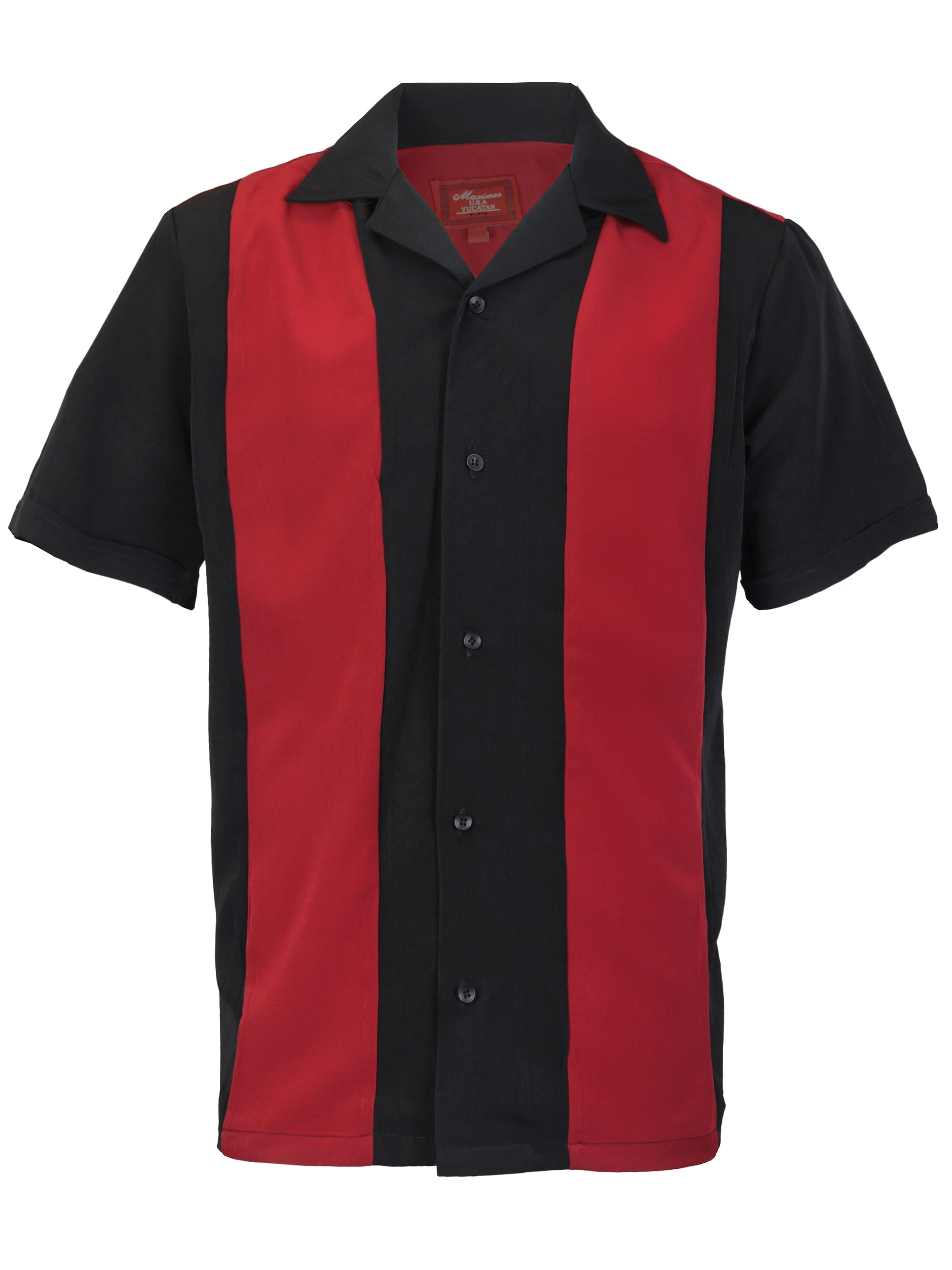 Men's Two Tone Bowling Casual Dress Shirt (Red / Black,4XL) - Walmart.com