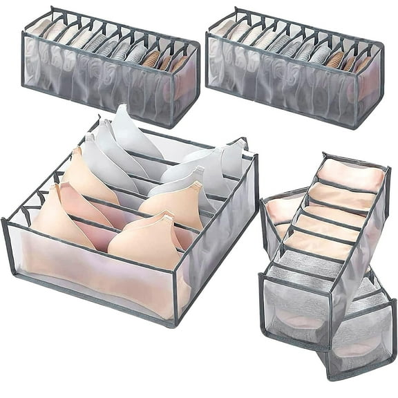 Wardrobe Clothes Organizer for Clothes Socks - 5 PCS Drawer Organizers Clothes Foldable Cloth Storage Box Portable Closet Organizer Divider Underwear Organizer Grey