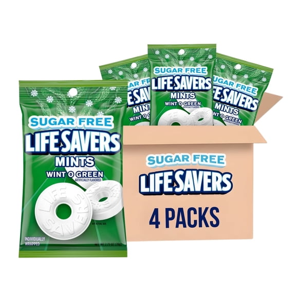 LIFE SAVERS WintOGreen Sugar Free Breath Mints | Wintergreen Sugar Free Hard Candy | Travel Size Fresh Breath Mints | OntheGo Breath Freshener | Ships in an Aromatik Damage Proof Box