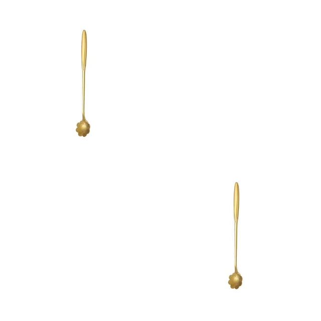 Wosthever Cuchara agitadora de acero inoxidable con asa, cucharas para palitos de vino, bar, club, agitador, bebida, discoteca, flor dorada, Flor Dorada Larga 2piezas