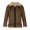 Khaki, variant on Odeerbi Faux Furry Coat For Men Winter Coats 2025 Casual Keep Warm Thicken Long Sleeve Turndown Jacket Zipper Patchwork Blue