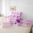 thumbnail image 6 of Manfei Geometric Check 7 Pieces Full Size Bedding Sets,Minimalism Polka Dot Full Size Bed in a Bag,White Purple,Pink Reversible, 6 of 7