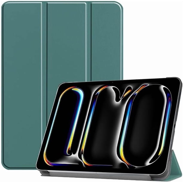 Funda Protectora de Cuero PU para iPad Pro 11" M4 2024 (5.ª Gen) con Soporte Magnético, Verde
