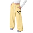 thumbnail image 4 of Girls' Straight Leg Sweatpants Drawstring High Waisted Baggy Joggers Pnats with Pockets Cute Bow Printed Sports Pants 8-12 Years Cute Girl Clothes Teen, 4 of 4