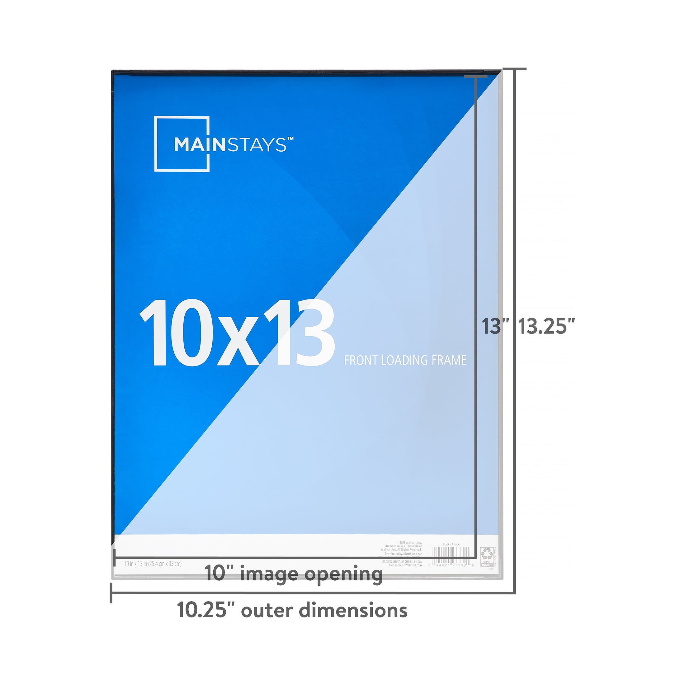 Mainstays 10x13 Front Loading Picture Frame, Set of 3