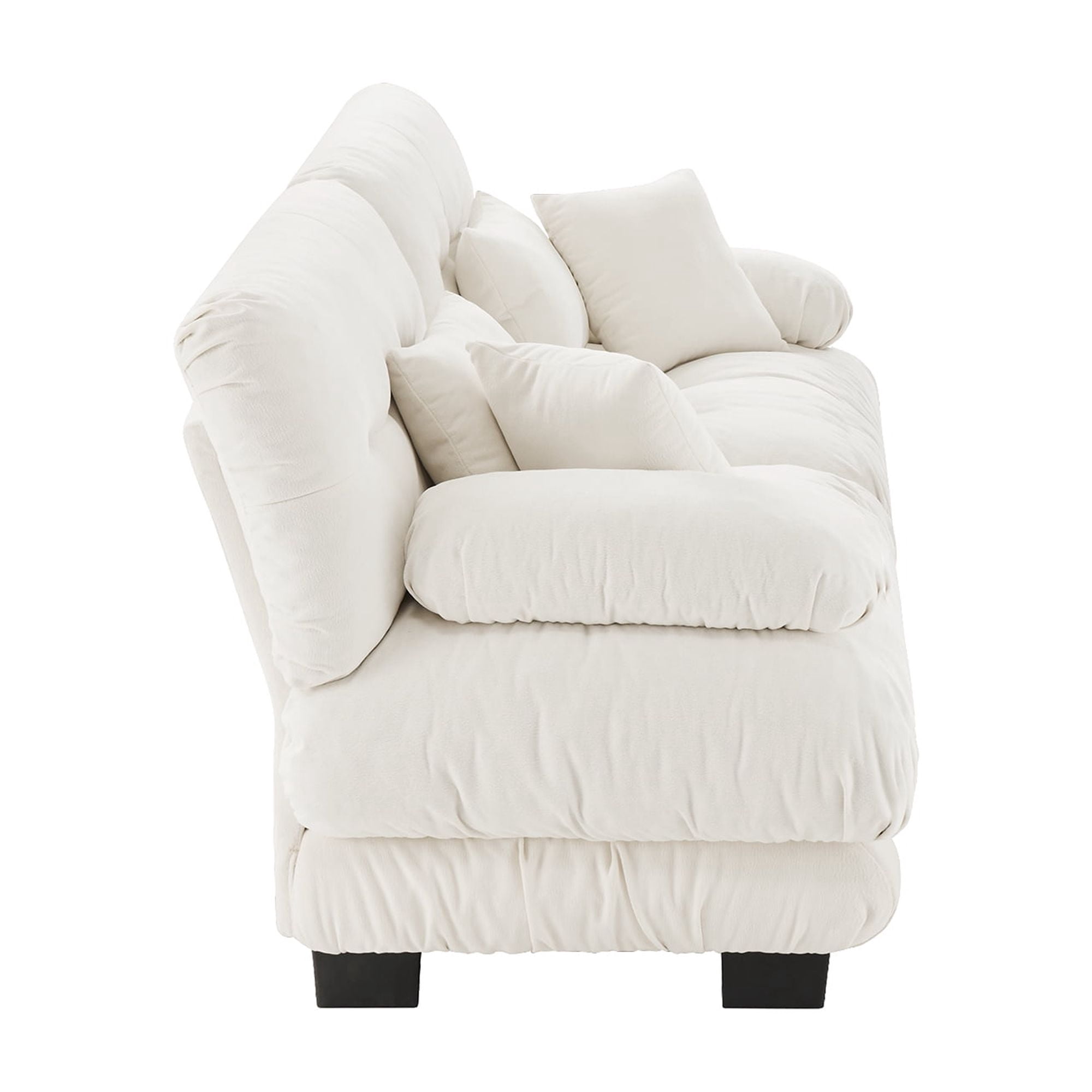 Gewnee White Chenille Cloud Couch 2 Seater Sofa for Living Room, Chenille 2 - Seat sofa with 2 Lumbar pillows and 2 throw pillows,