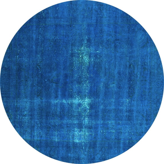 Ahgly Company Indoor Round Oriental Light Blue Industrial Area Rugs, 3' Round