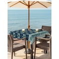 thumbnail image 2 of Outdoor Tablecloth with Umbrella Hole and Zipper, Dark Blue Flowers Square Table Cloth 60x60 Inch Waterproof Tablecloth, Vintage Rustic Abstract Floral Aesthetic Picnic Table Cover for Patio Camping, 2 of 7