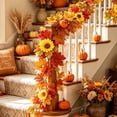thumbnail image 4 of Fall Garland, Maple Leaf Autumn Garland 5.7Ft Artificial Hanging Leaves for Mantle Table Decorations for Home Front Door Outdoor Indoor Halloween Thanksgiving Fall Decor, 4 of 7