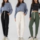 thumbnail image 4 of Pantalones de viento Gibobby para Mujer de otoño e Invierno con cerrados cintura alta holgados gruesos Café L, 4 of 5