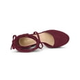 thumbnail image 5 of BLISSFUL STEP Women's Pumps Block Heels Platform Strappy Lace up Pumps Burgundy 8, 5 of 8