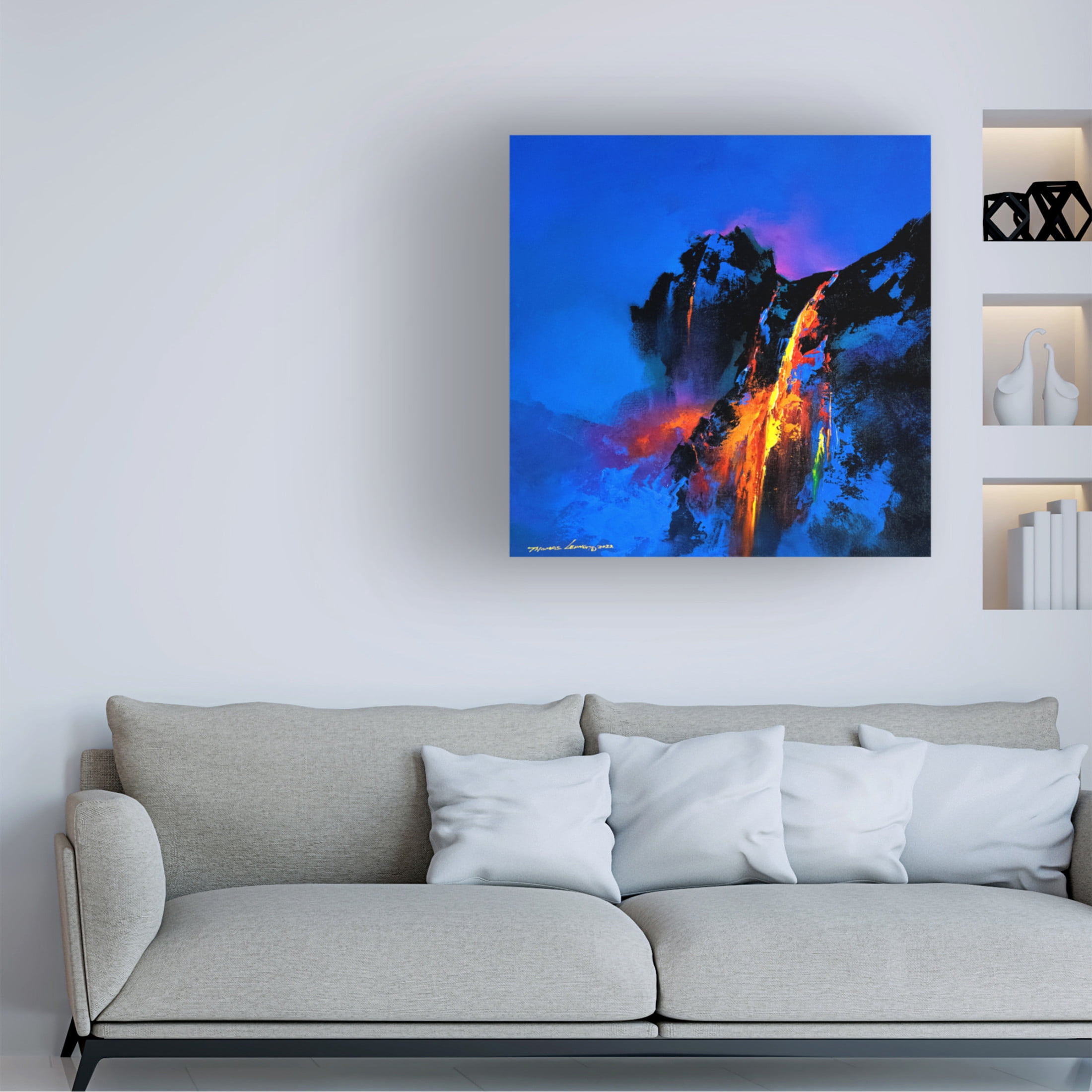 Canvas Wall Art - Thomas Leung 'Lava Flow' Wall Art for Living Room, Bedroom, or Office Décor by Trademark Fine Art - 35 x 35 Inches