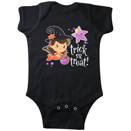 

Inktastic Trick or Treat Mermaid witch hat cauldron Gift Baby Boy or Baby Girl Bodysuit