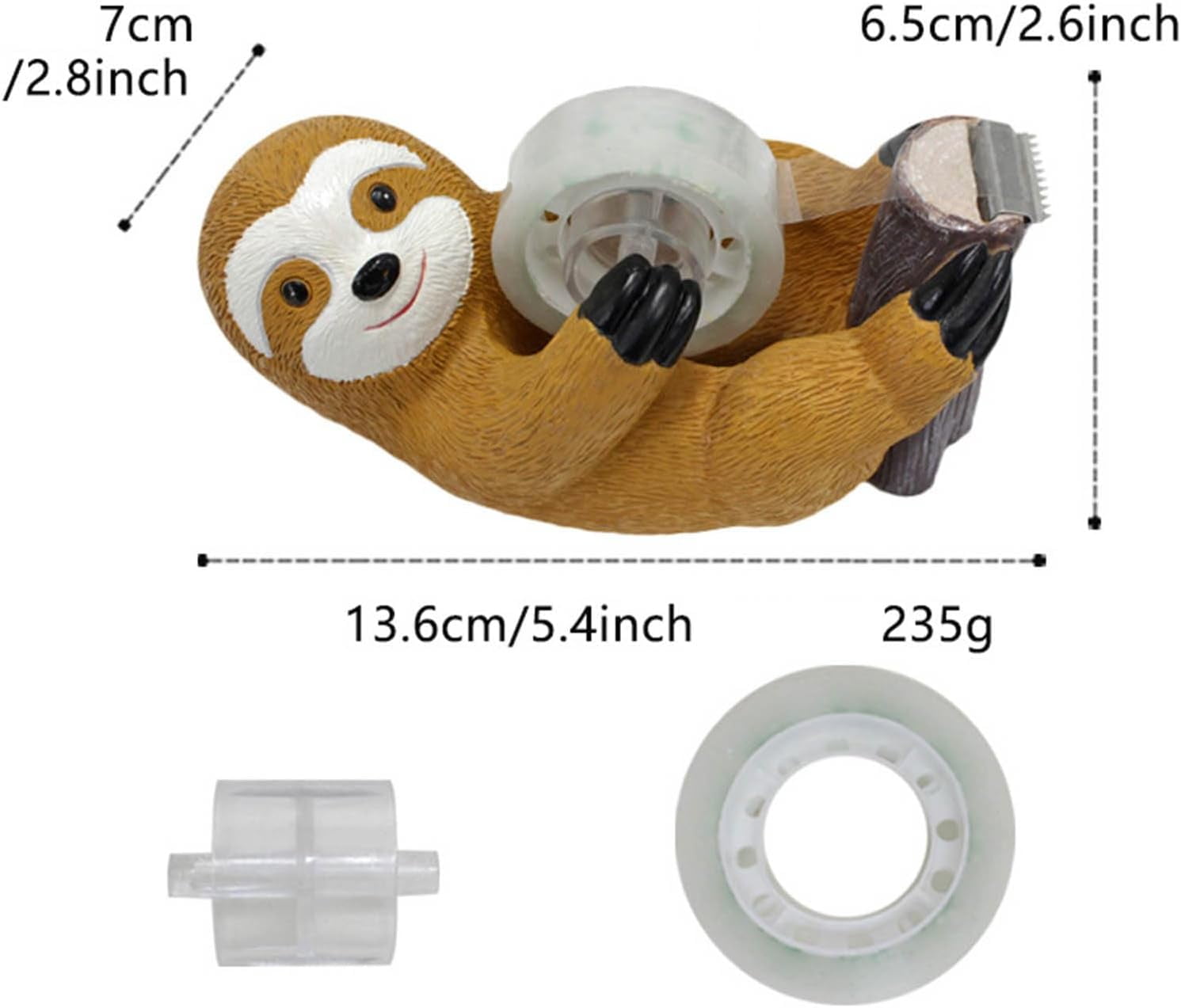 ABPETE Generic Cute Sloth Tape Dispenser, Manual, 2057979a-4230-495d-9309-cb3f0f772e5a, Resin, Tape Dispenser, Sloth