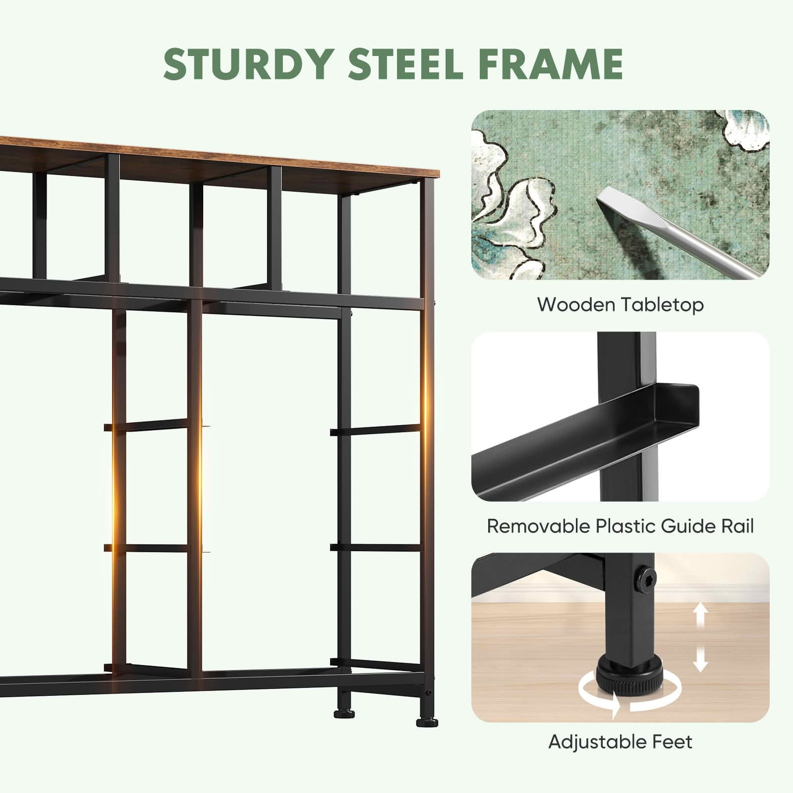 MAYEERTY Bedside Storage Cabinet with Movable Fabric Box, Sturdy Steel-Framed Wooden Top Organizer