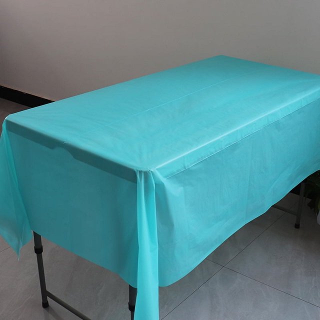 Mantel desechable para fiesta, de plástico PE, para mesa de postres de cumpleaños, de color sólido, 137 x 274 cm