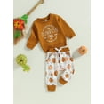thumbnail image 2 of Toddler Baby Boys Halloween Outfits Pumpkin Print Long Sleeve Sweatshirts and Pumpkin Print Pants 2Pcs Thanksgiving Fall Clothes Set, 2 of 7