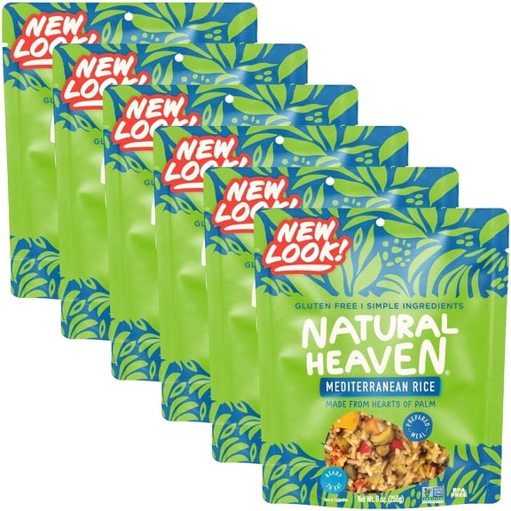 Natural Heaven Hearts of Palm Ready Meals Mediterranean Flavor, Low Calorie Prepared Food, Keto Meal Ready to Eat, Low Carb Quick Meals, Gluten Free, Vegan Healthy Microwave Meals (Pack of 6-9 Oz Ea)