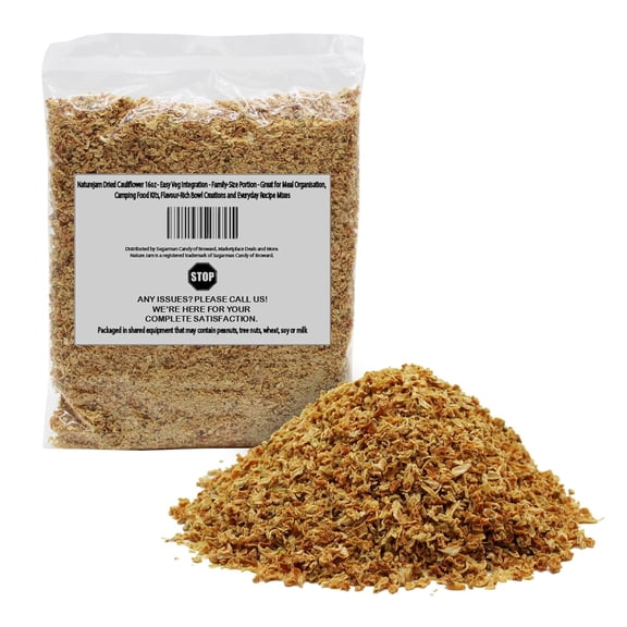 Naturejam Dried Cauliflower 16oz - Easy Veg Integration - Family-Size Portion - Great for Meal Organisation, Camping Food Kits, Flavour-Rich Bowl Creations and Everyday Recipe Mixes