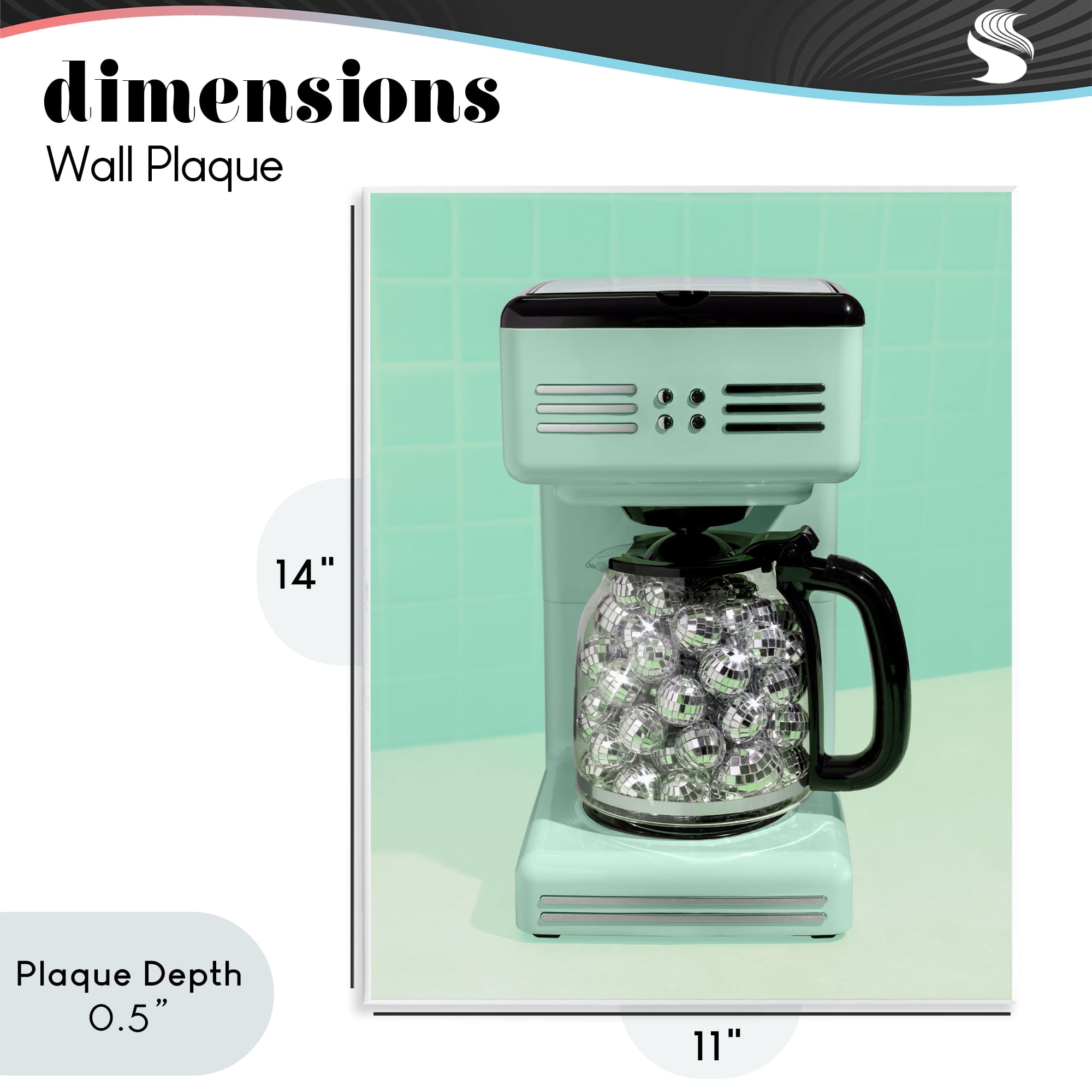 Stupell Industries Disco Coffee Maker over Green Wall Plaque Art, design by LISH Creative