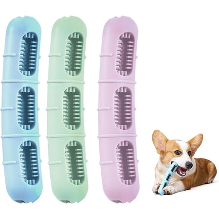 Bite and Brush Dog Chew Toys【New & Improved】3-Pack Dental Chew Toy with Bristles for Teeth Cleaning, Tough Interactive Dog Toys to Keep Them Busy,Small Dog Toys for Puppy Teething &Training
