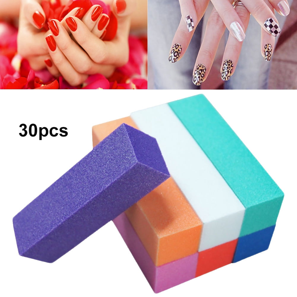 Jiaroswwei 30Pcs Rectangular Sponge Nail Buffer Sanding Block File ...