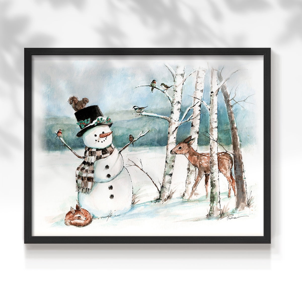Snow Friends by Ruane Manning - Restickable Framed Giclée Print