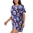 thumbnail image 3 of Womens Pajama Sets With Pocket, cool flower Skull Lounge Sets Short Sleeve Sleepwear PJ Sets for Women, 3 of 6
