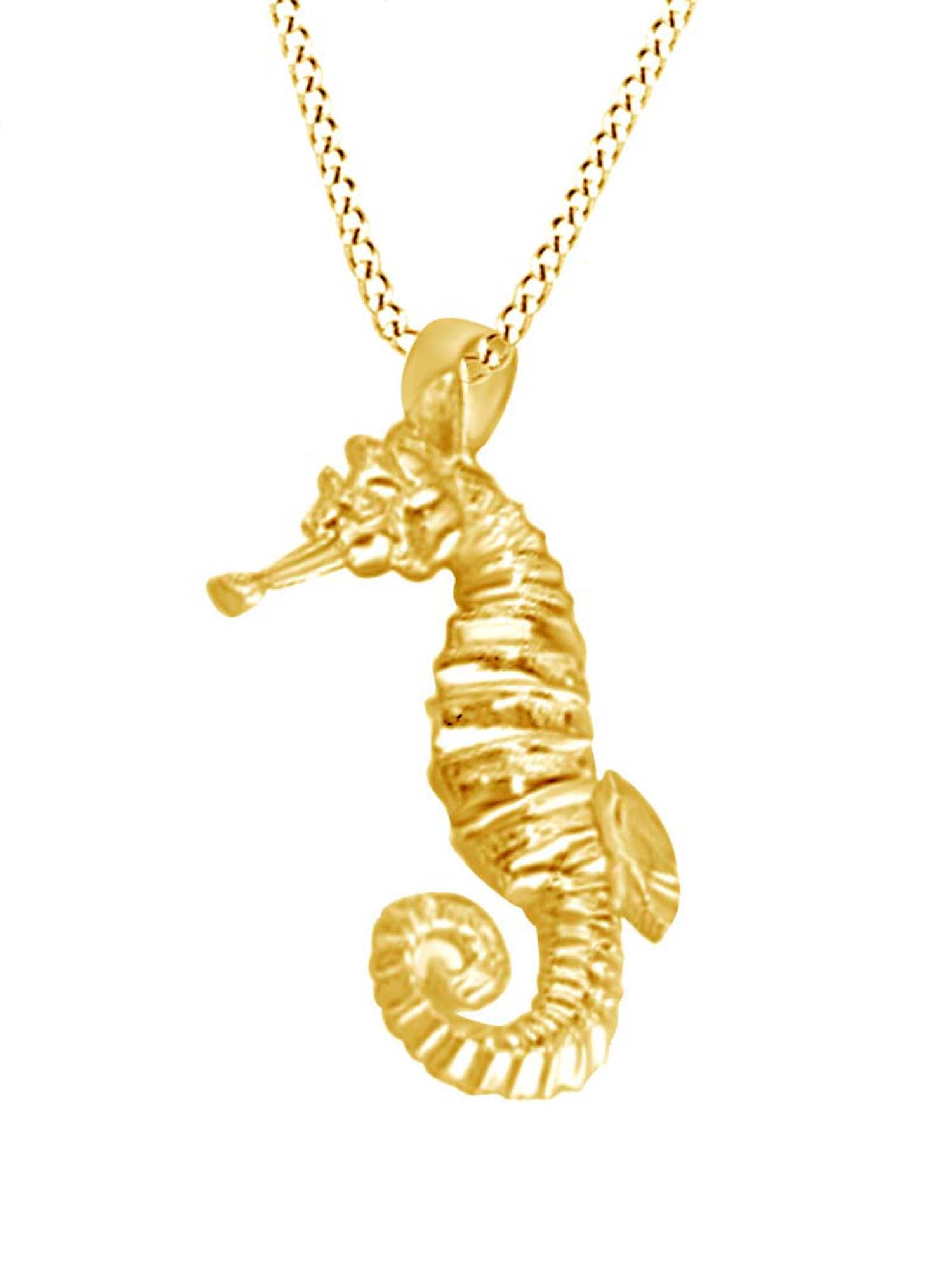Seahorse Pendant Necklace In 14k Yellow Gold