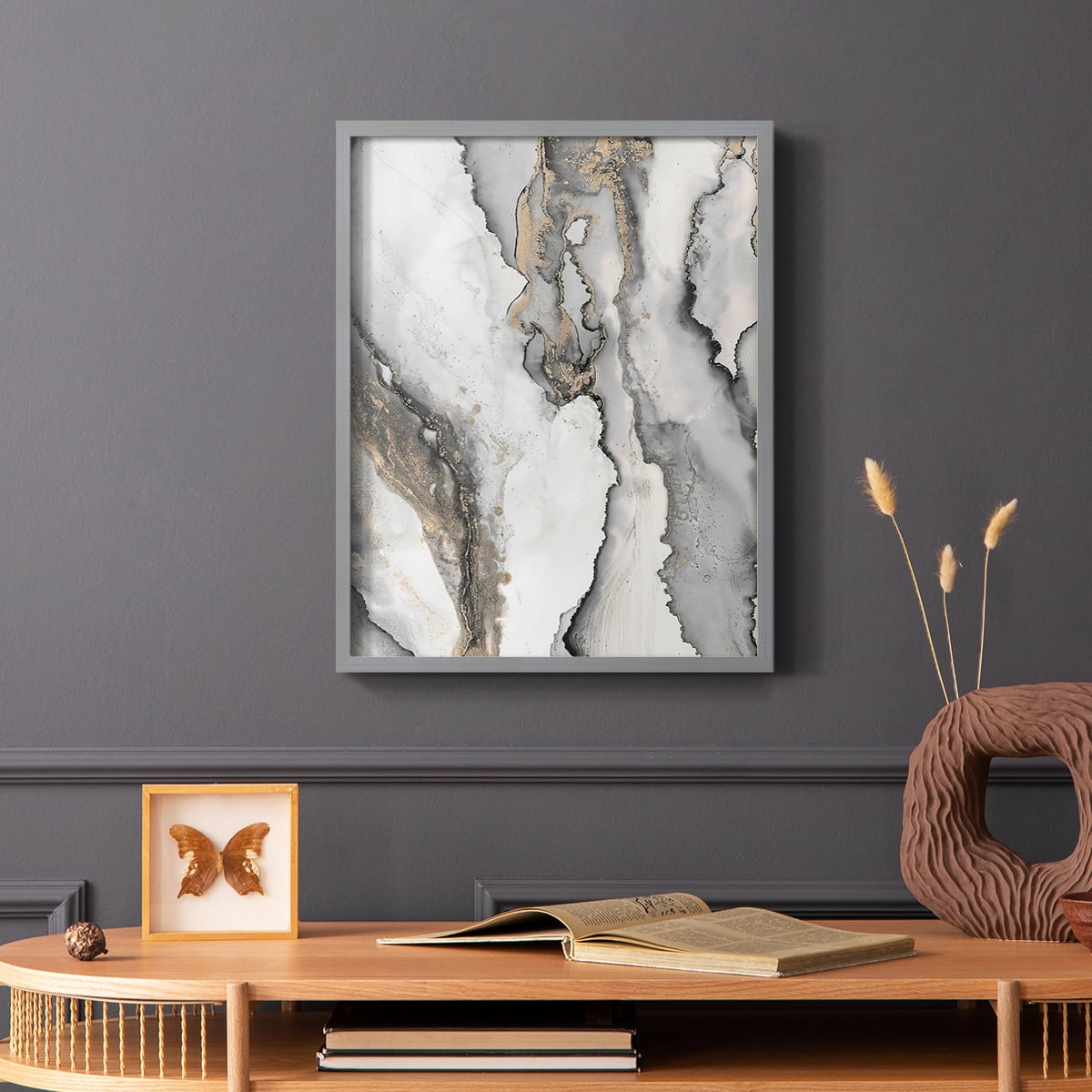 Abstract Ink Fantasy III in Paper Solid Wood 22 x 28 Framed Print