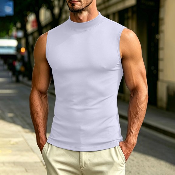 Kalauyu Mens Sleeveless Compression Athletic Elastic Tight T Shirts Quick Dry Moisture Wicking Gym Sport Fitted Tops