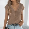 thumbnail image 7 of Karight Women‘s Casual Fashion Solid Color V-Neck Summer Camisole Blouse T-shirt Tank Top, 7 of 7