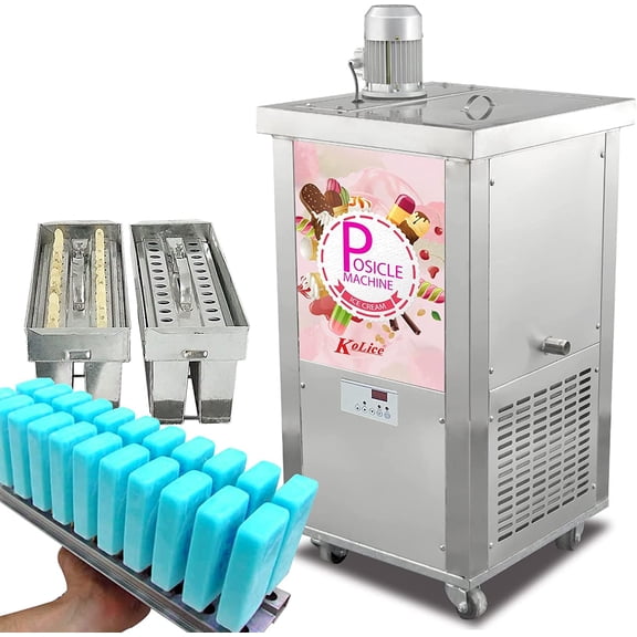 Kolice Commercial 2 Slim Molds Popsicle Ice Cream Machine,Ice Bars, Ice Pops Maker-1 Aligner,123ML/Each Stick