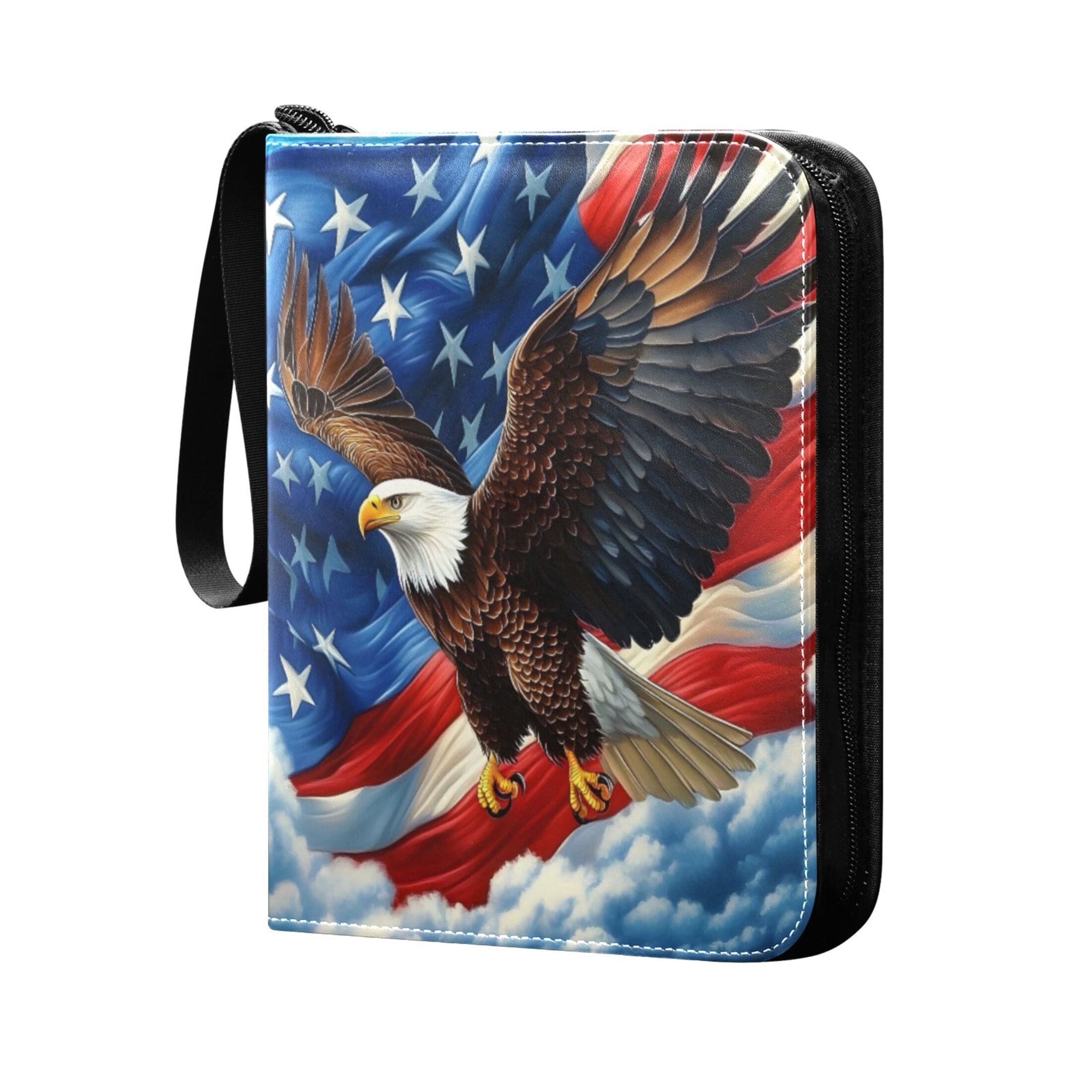 ALAZA American Flag Eagle Trading Card Binder 4 Pocket Cards Collection Album 400 Folder Holder