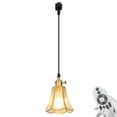 thumbnail image 1 of FSLiving Dimmable J Type Track Light Pendants Remote Control E26 Socket Clear Water Ripple Glass, Copper Line Cover Chandeliers Art Shade 3.2 Ft, Track Mount Retro for Kitchen Island Customizable, 1 of 9