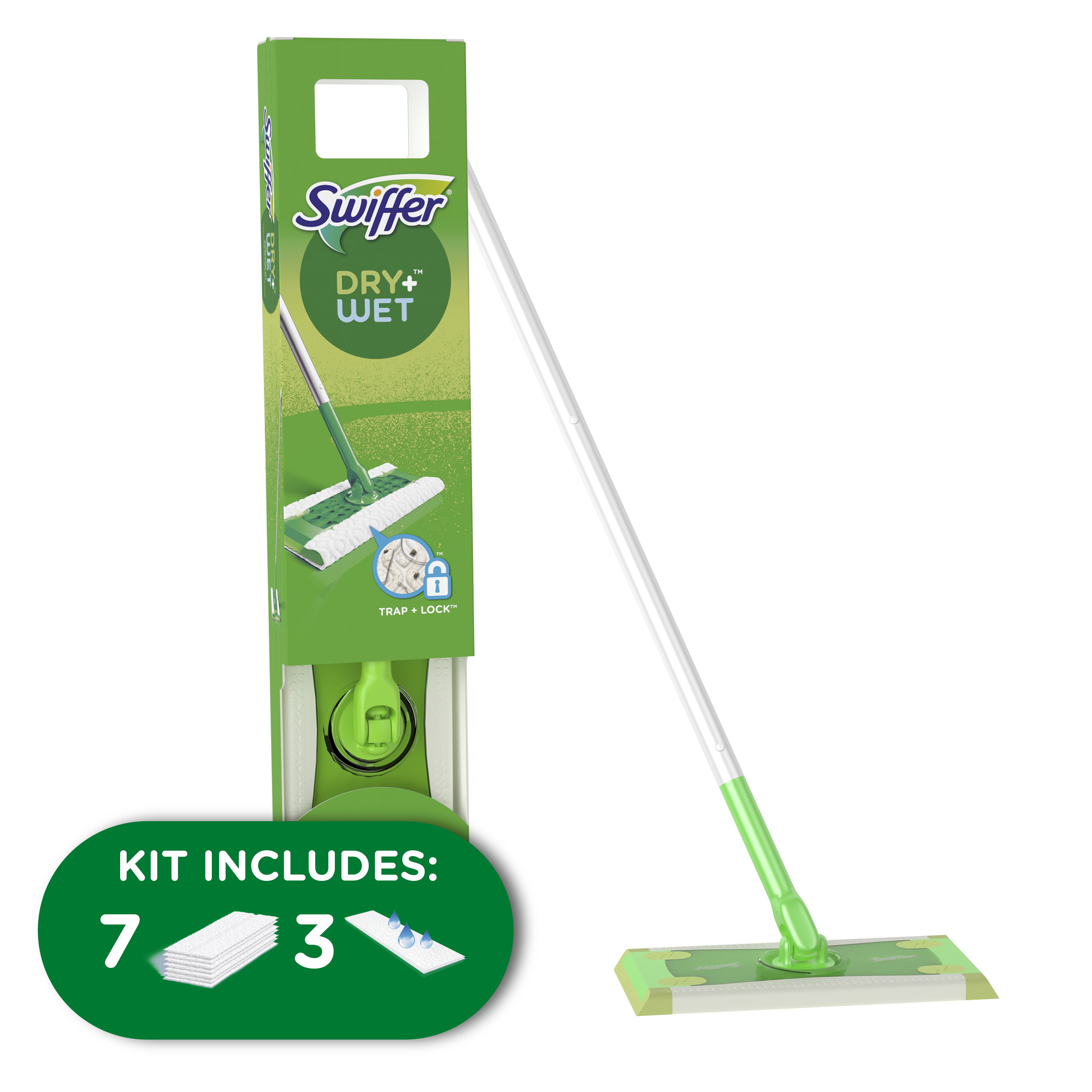 Swiffer Sweeper 2-in-1, Dry and Wet Multi Surface Floor Cleaner, Sweeping  and Mopping Starter Kit. Includes 1 Mop + 10 Refills - Walmart.com
