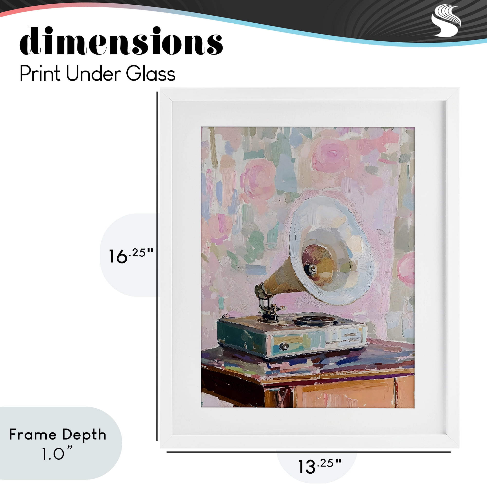 Stupell Industries Vintage Gramophone in Soft Pastels White Framed Print Under Glass, design by The Prints Vibe