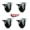 thumbnail image 2 of 3.5 Inch Hard Rubber Wheel Swivel Top Plate Caster Set Posi Brake Service Caster, 2 of 2