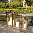 thumbnail image 6 of Set of 3 12/15/19 inch Metal Lanterns with Tempered Glass (Rose Gold), 6 of 6