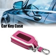thumbnail image 3 of Unique Bargains Car Key Case Faux Leather Zipper Car Fob Key Case Keychain Bag Auto Remote Key Protector Pink and White, 3 of 7