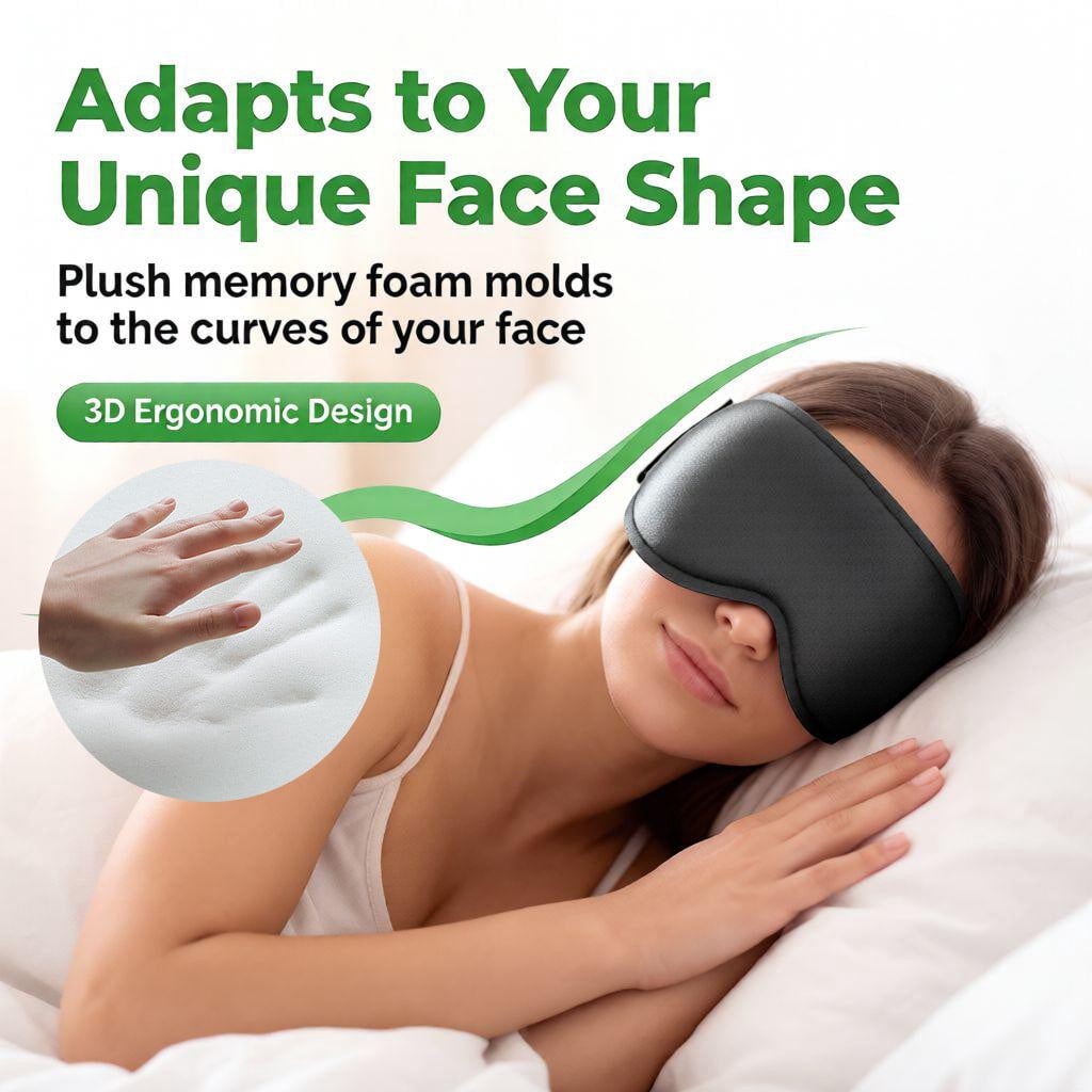 Weighted Sleep Mask, Blackout Eye Cover for Sleeping, 3D Contoured Lash-Friendly Design, Soft Memory Foam Padding, Full Coverage Strap for Side Sleepers, Office Nap, Travel, for Women and Men