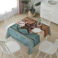 thumbnail image 6 of Texas Star Rustic Table Cloth Waterproof Tablecloths, Western Teal Brown Ombre Wooden Vintage Tablecloth Dining Table Cover for Kitchen Party Tabletop Outdoor, Square Tablecloth 60x60 Inch, 6 of 9