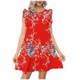 thumbnail image 1 of Fankiway Robe d'Été pour Femmes Col Rond Manches Courtes Décontractées à Volants Robes d'Été Grande Taille pour Femmes Rondes Robes de Printemps pour Femmes 5359, 1 of 4