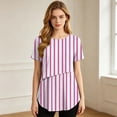 thumbnail image 2 of WAGUTH Women's Maternity Nursing Tops Striped Double Layer Breastfeeding Shirt Short Sleeve Stretch Pregnancy Tunic Blouses,Pink,S, 2 of 8