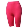 thumbnail image 2 of A2Y Women's Basic Yoga Polyester Mid Thigh High Rise Biker Bermuda Shorts Neon Pink XL, 2 of 5